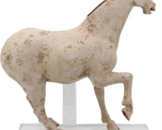 852 Authenticated Tang, White Pigment, Prancing Horse