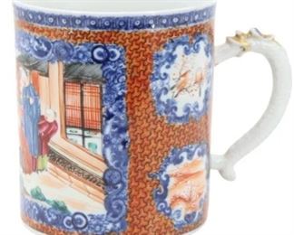 856 1765 Chinese Porcelain Mug with Garden Scene