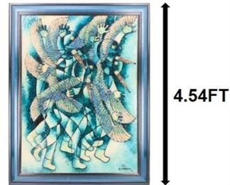 858 Emil Bisttram Framed Abstract Figural Resin