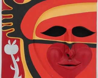 869 1970s Frank Colson Polychromed Terracotta Mask