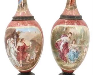902 19th C Pair Exquisite Viennese Hermann Boehm Vases