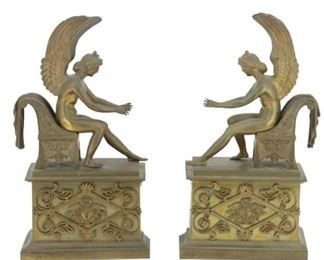 904 Pair of French Empire Bronze Chenets