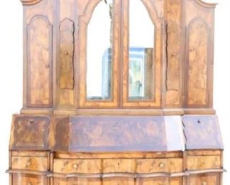 908 Antique Italian Inlaid 3 Part Bureau Secretary