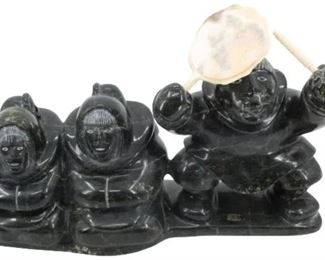 925 Inuit Cape Dorset Stone DrumDancer by T. Nuna