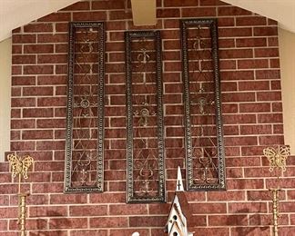 Metal decor, birdhouse, Vintage Brass Butterfly Candlesticks, Vintage Bird Figurines
