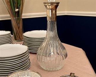 Crystal/Silver Dish, Crystal Decanter, Crystal Ashtray US Military 534th AFA Bn