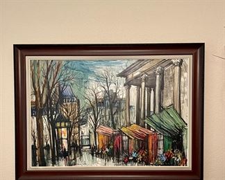 Mid Century MCM Original Painting of La Madeleine Flower Market~Paris