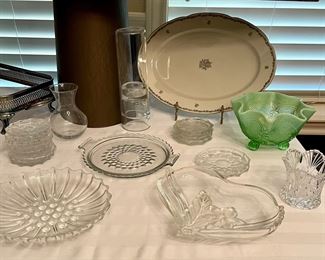 Vintage Green Depression Glass Ruffle Bowl