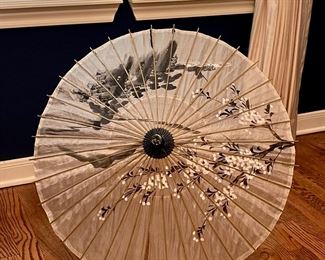 Vintage Asian Oiled Paper Parasol Umbrella