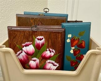 Vintage Retro Wood Fruit/Floral Paintings by Sue