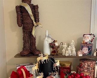 Vintage Grapevine Nutcracker, Vintage Crocheted Angel Ornaments/Figures, Vintage Weimar Heritage Society Christmas Ornaments