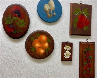 Vintage Retro Wood Fruit/Floral Paintings by Sue