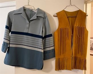 Vintage Butte Knit Shirt, Vintage Suede Leather Vest