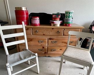 Dresser, Vintage Wood Chairs