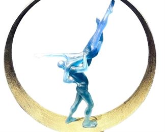 3c. Daum PatedeVerre Glass  Bronze Eden Sculpture by Monique Vivian