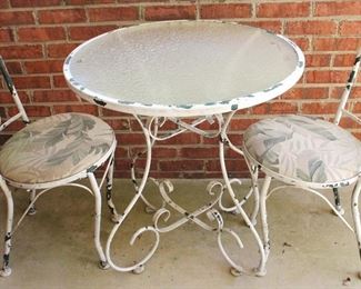 2 - 3 pc. Outdoor Patio Set Table: 29" x 29" Chairs: 16" x 35" x 17"
