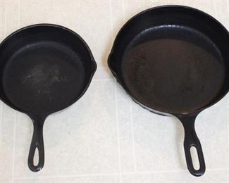 28 - 2 pc. Cast Iron Pans Set 15" and 13" long
