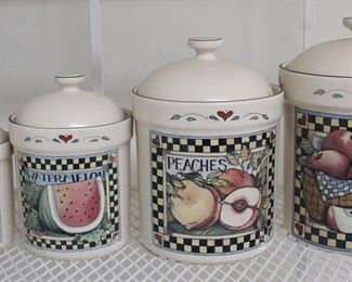 30 - 4 pc. Stoneware Canister Set 9" + 8" + 7" + 6" tall
