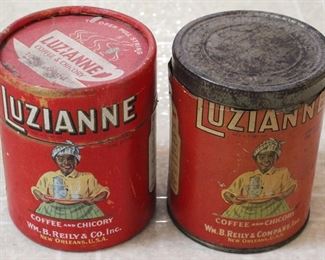 38 - 2 pc. Vintage Luzianne Coffee Containers 4" x 5 1/2"
