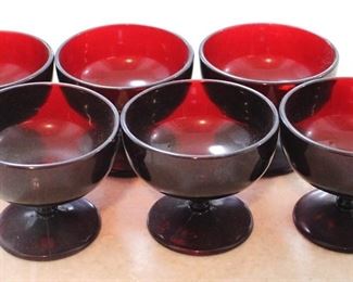 95 - 6 pc. Ruby Red Goblets 3 1/4" tall
