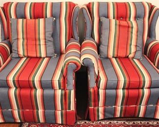 121 - Pair of Striped Arm Chairs 31" x 30" x 35"
