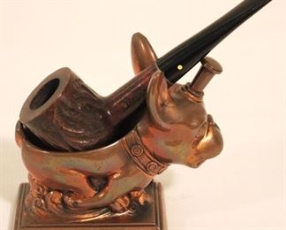 144 - Table Lighter Pipe Holder with Pipe 4 1/2" x 4"
