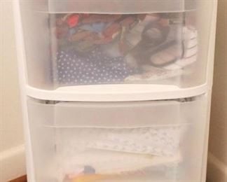 264 - Plastic Storage Bin with Sewing Materials 16" x 12" x 27"
