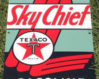 386 - Texaco Sky Chief Gasoline Metal Sign 12" x 8"
