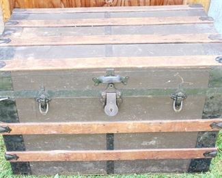 387 - Antique Flat-Top Trunk 30" x 18" x 20"
