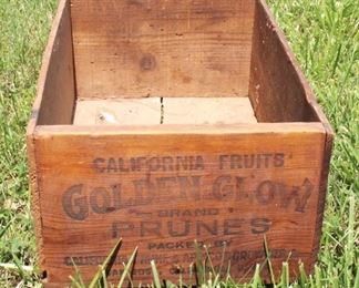 407 - Golden Glow Prunes Wood Box 15 1/2" x 10" x 7"
