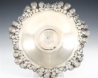 A turn of the century Tiffany Sterling Silver bowl with reticulated clover blossom decoration.  Impressed "Tiffany & Co." and "Sterling Silver 925-1000".  6.73 troy ozs total.  