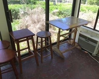 Small Drafting or Artist’s Table & Stools