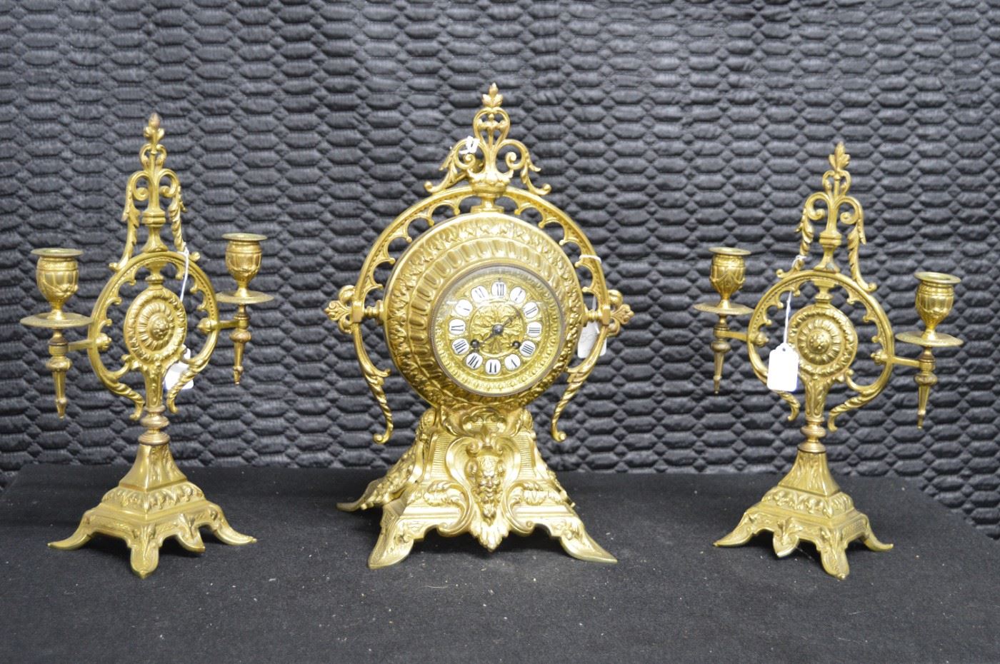 3 pc Bronze /Brass Clock Set 