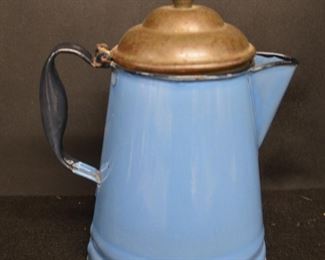 Blue Graniteware Coffee Pot
