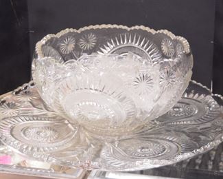 Large Punch Bowl, 22" Underplate, 18 Cups