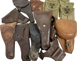 Misc. Military Holster & Magazine Pouch Bayonet Frog Lot - 1911 & Luger