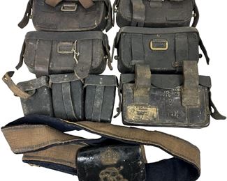 Antique Leather Ammo Cartridge Pouch Lot