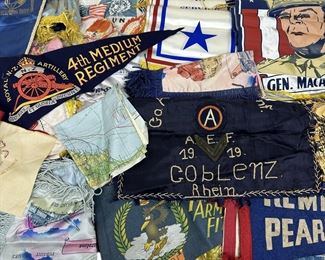 WWI WWII Korea Small Flag Pennant Banner Pillow Cover Home Front Lot