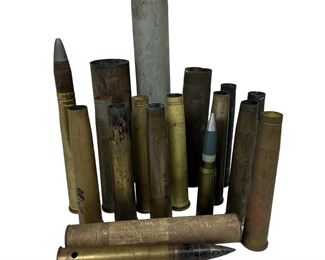 17 Vintage Large Empty Artillery Shells & Dummy Training Rounds