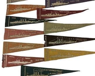 12 WWI Era Martens Bread Premium Mini Felt Battleship Pennant Lot