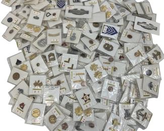 ~170 Piece Vintage US & Foreign Carded Military Insignia & Misc. Lot