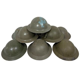 9 Vintage Brodie / Doughboy Type Foreign Helmet Lot