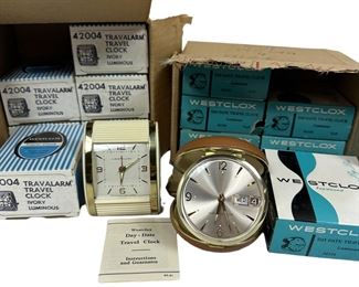 12 NOS Vintage Westclox Travel Alarm Clock Lot