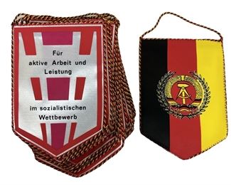 34 Vintage East German Small Banner / Flag Lot