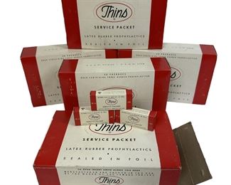 5 Gross Vintage Thins Service Packet Prophylactics Condom Lot