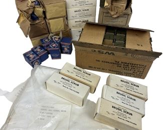US Military Surplus Gauze Foot Powder Scrub Brush Hospital Sheets Medical Lot