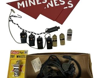 Vintage Whistle Mine Warning Sign Lot