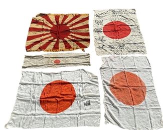 WWII Japanese Battle Flag Meatball Headband Lot w/ Photo