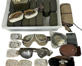 WWII Flying Goggles & Lenses Harley Davidson Motorcycle Goggles Lot