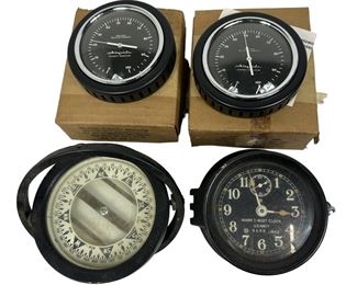 US Navy Mark I Boat Clock Compass Relative Humidity Indicator Lot
